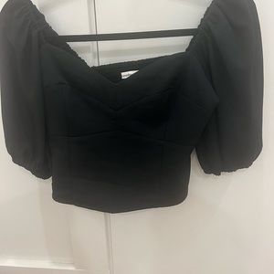 abercrombie black corset, short sleeved shirt